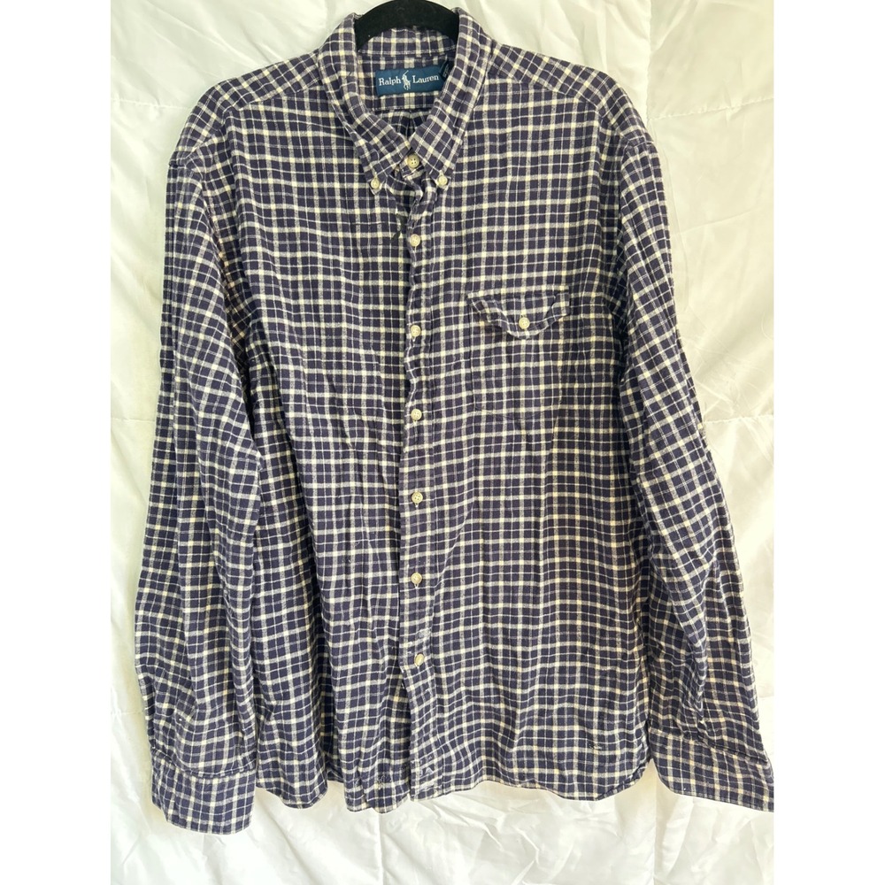 Ralph Lauren Plaid‎ Flannel Long Sleeve Button Down Shirt Men's XXL